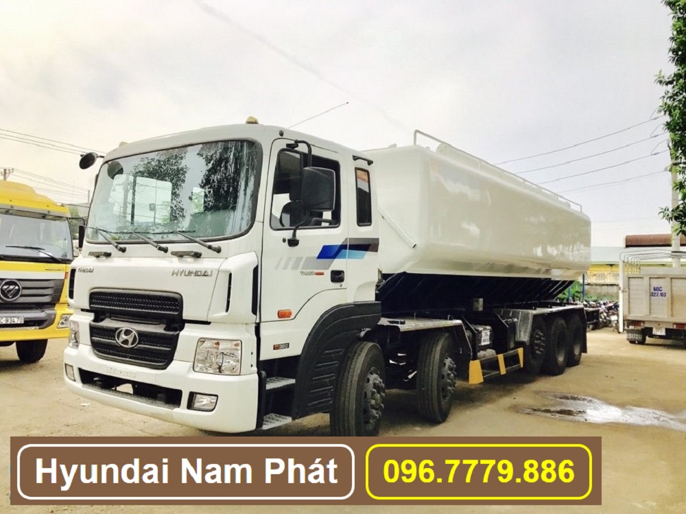 xe hyundai hd360 5 chân chở cám giá súc 32 khối